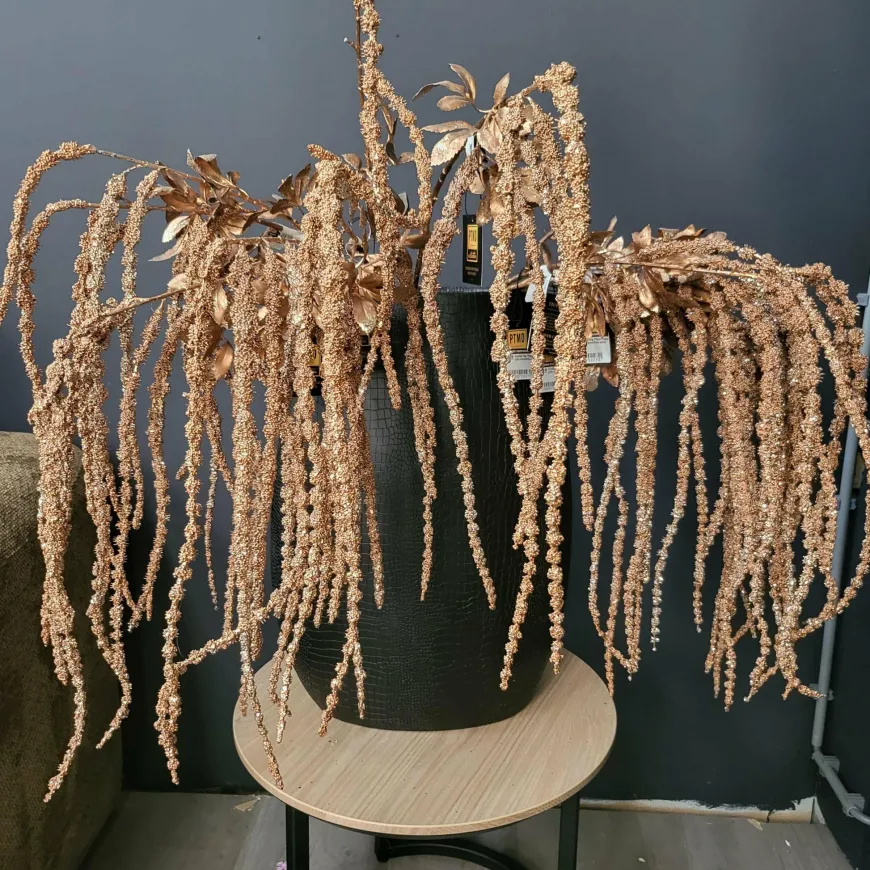 PTMD Kunsttak Twig Plant copper glitter amaranthus spray