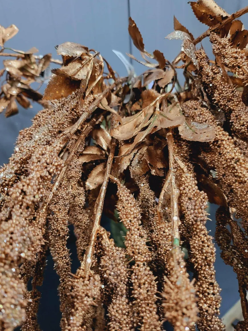 PTMD Kunsttak Twig Plant copper glitter amaranthus spray