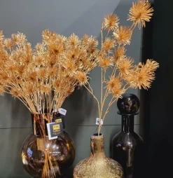 PTMD Kunsttak Twig Plant gold metallic pine spray