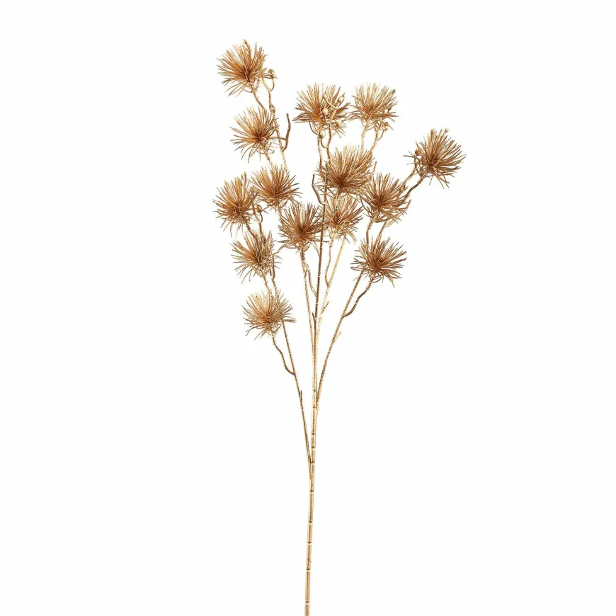 PTMD Kunsttak Twig Plant gold metallic pine spray