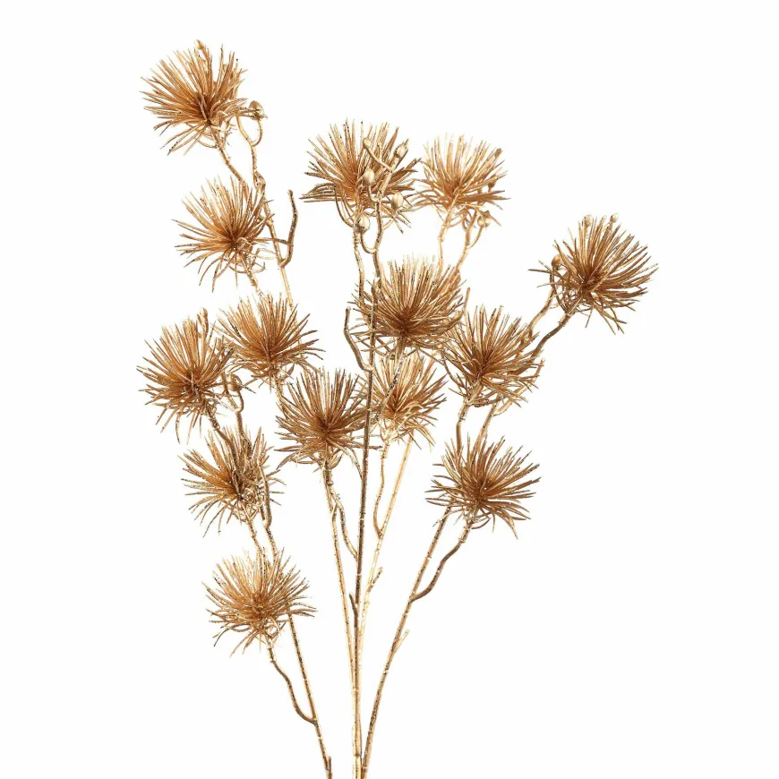 PTMD Kunsttak Twig Plant gold metallic pine spray
