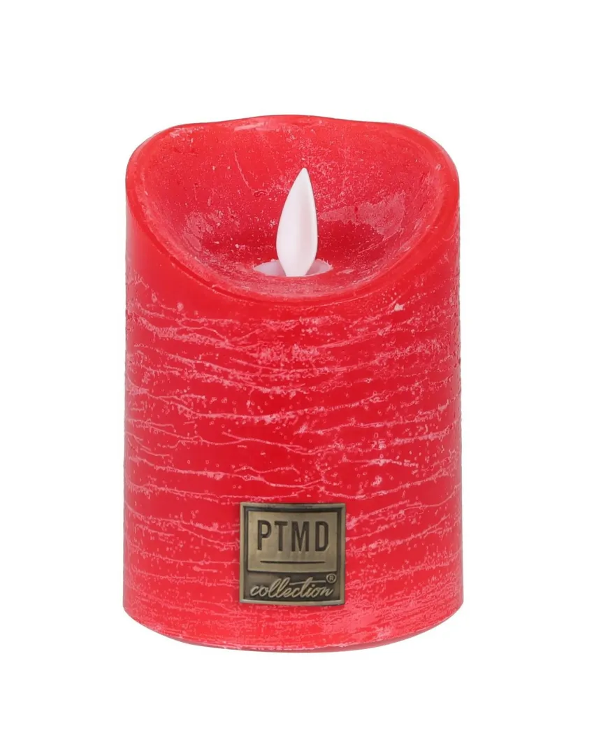 PTMD LED Licht Kaars rustiek rood met beweegbare vlam S