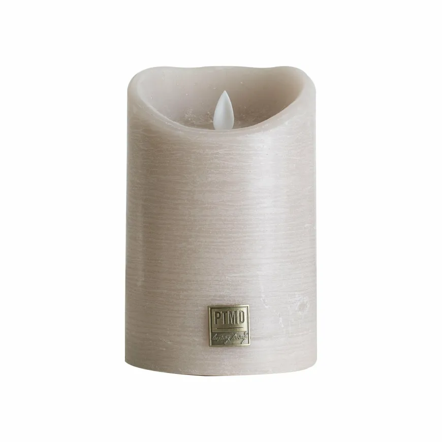 PTMD LED Licht Kaars rustiek beige met beweegbare vlam - Diverse afmetingen