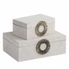 PTMD Opbergbox Hazael Beige suede set van 2