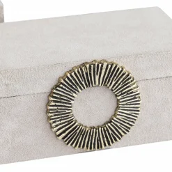 PTMD Opbergbox Hazael Beige suede set van 2