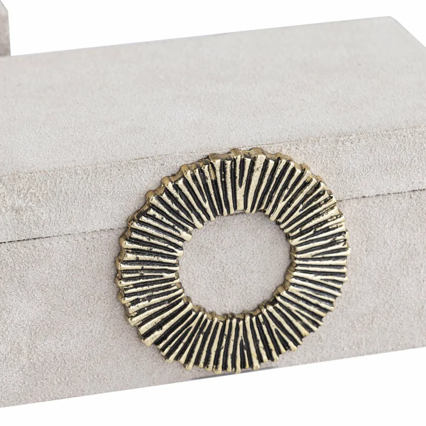 PTMD Opbergbox Hazael Beige suede set van 2
