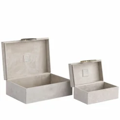 PTMD Opbergbox Hazael Beige suede set van 2
