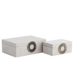 PTMD Opbergbox Hazael Beige suede set van 2