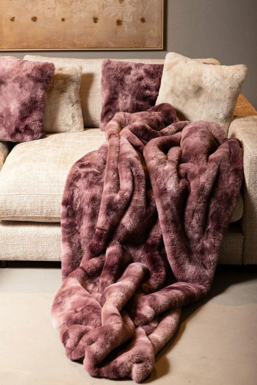 PTMD Plaid Linde Burgundy faux fur in giftbox