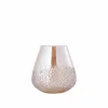 PTMD PTMD Ameara Amber Glas Rond Taps Windlicht S – Handgemaakt Sfeerglas Ø16 cm