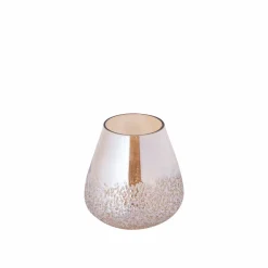PTMD PTMD Ameara Amber Glas Rond Taps Windlicht S – Handgemaakt Sfeerglas Ø16 cm