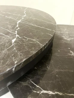 PTMD Salontafel Bregt hoog Ø 90 cm bruin marmer met grijs onderstel