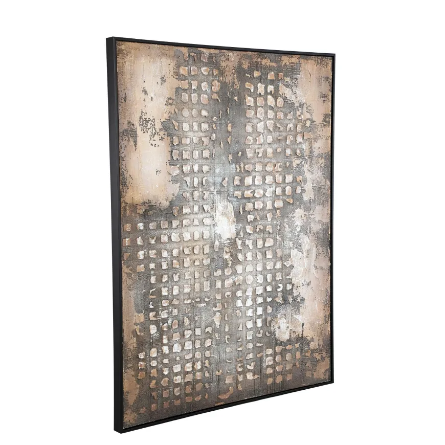PTMD Schilderij Pathe Brown canvas rough pattern rechthoek