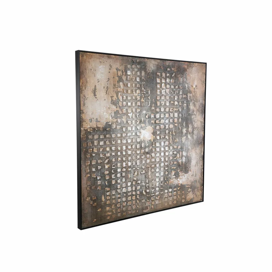 PTMD Schilderij Pathe Brown canvas rough pattern vierkant