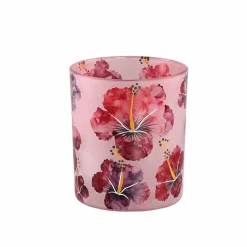PTMD Theelicht Denise Roze glazen hibiscus bloemen