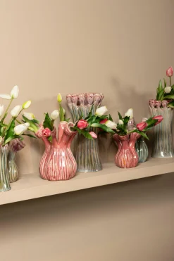 PTMD Vaas Annmarie Light Pink ceramic flower shape tubes L
