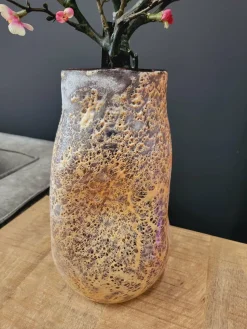 PTMD Vaas Xamery rood dik glas vase bubble waves L
