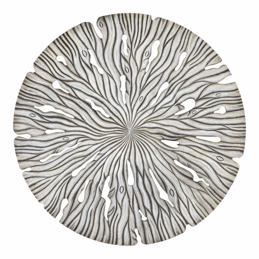 PTMD Wandornament Bonte Creme MDF Wavy rond L