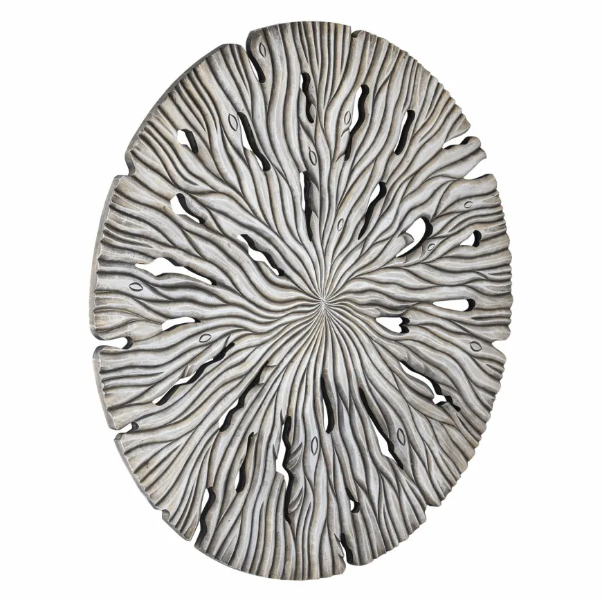 PTMD Wandornament Bonte Creme MDF Wavy rond L