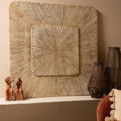 PTMD Wandornament Dishita Crème vierkant mdf M
