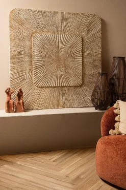 PTMD Wandornament Dishita Crème vierkant mdf M