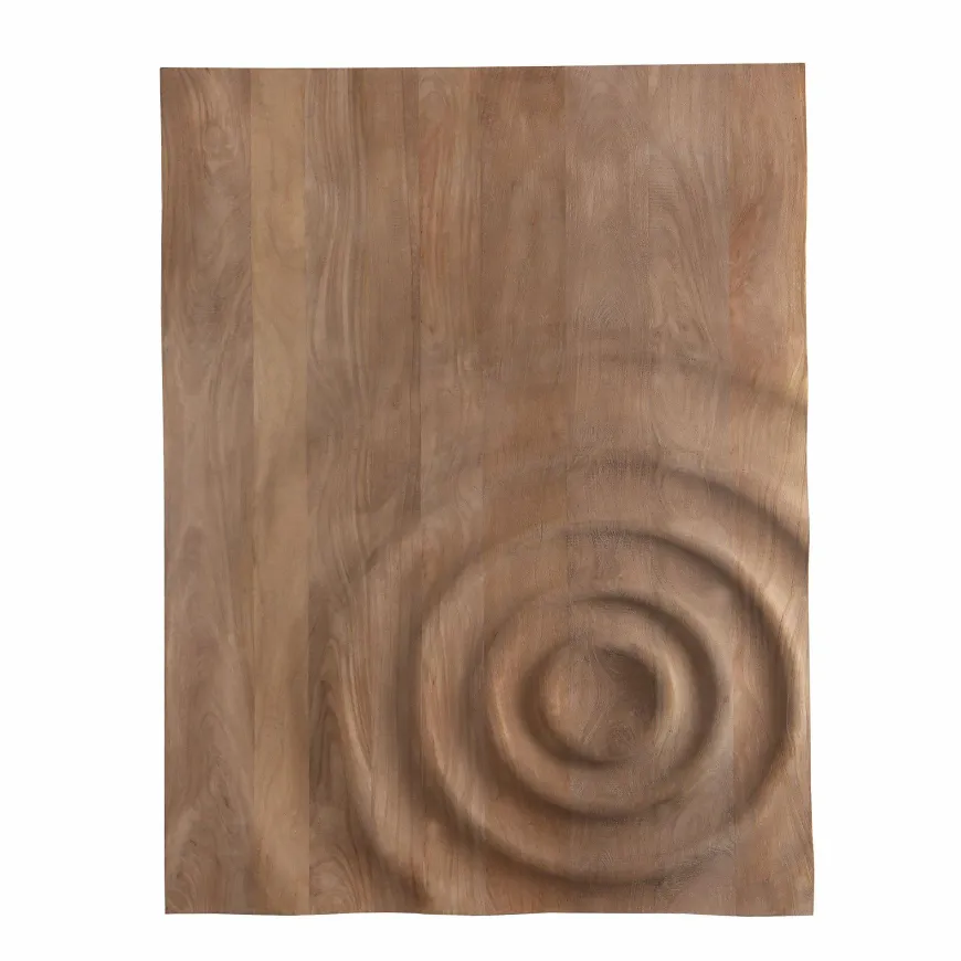 PTMD Wandornament Mattin lichtbruin mangohout rechthoekig met cirkels