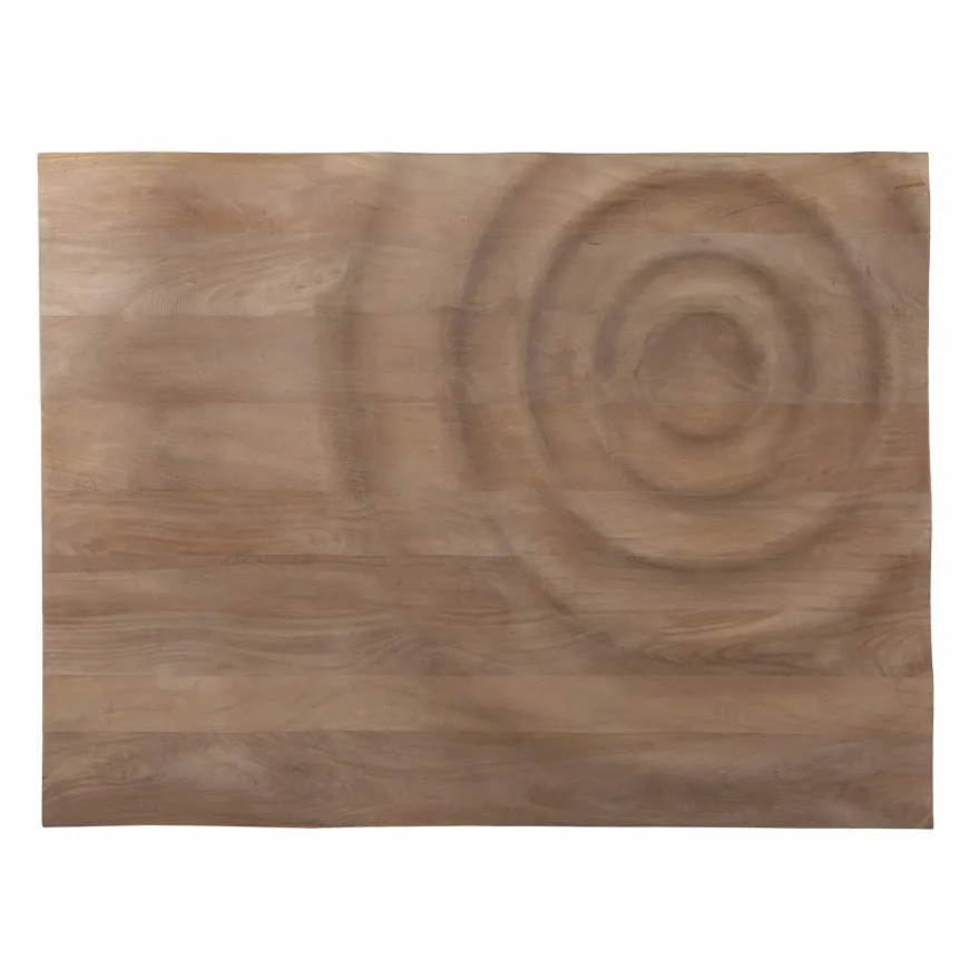 PTMD Wandornament Mattin lichtbruin mangohout rechthoekig met cirkels