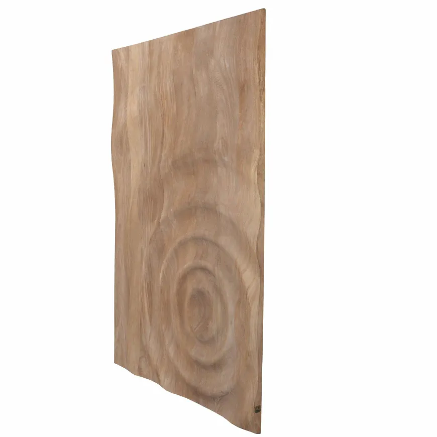 PTMD Wandornament Mattin lichtbruin mangohout rechthoekig met cirkels