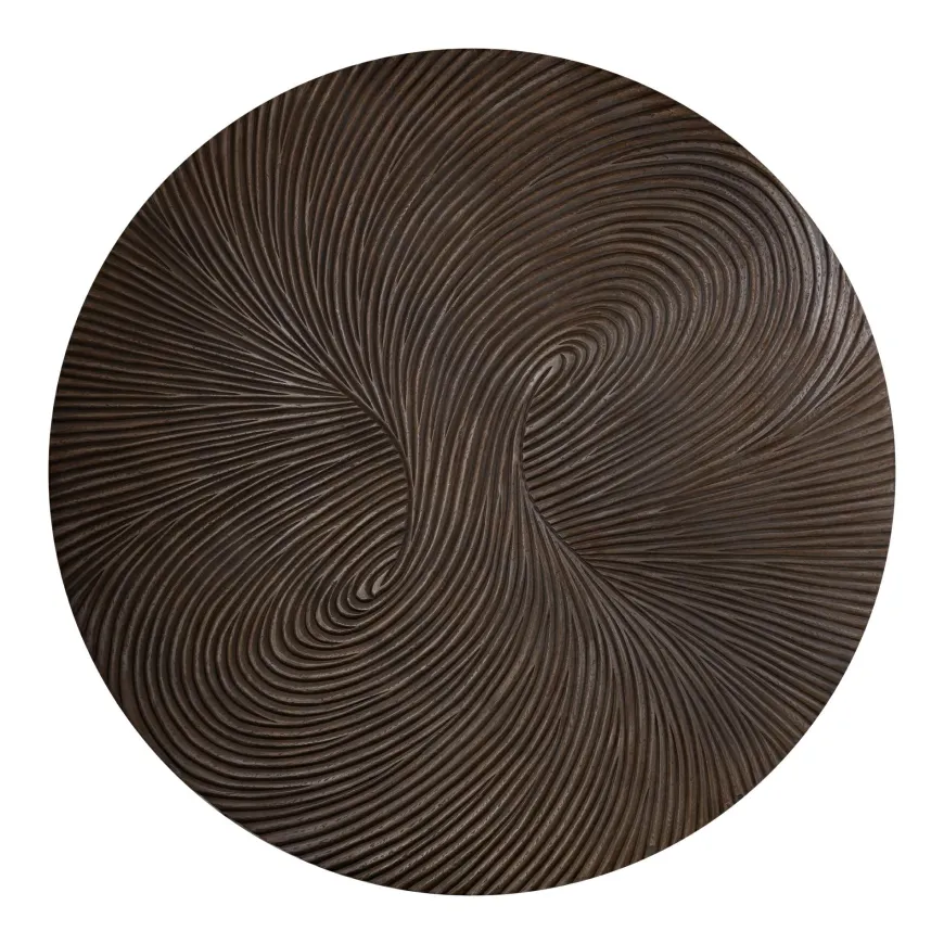 PTMD Wandornament Wiktor Bruin MDF rond swirl carved XL