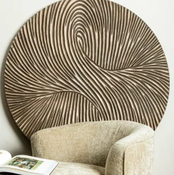 PTMD Wandornament Wiktor Bruin MDF rond swirl carved L