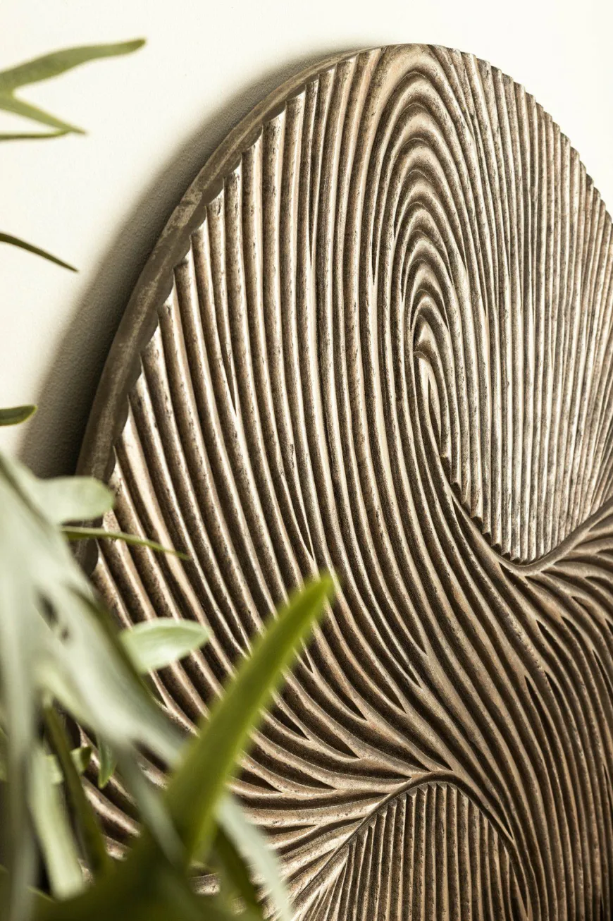 PTMD Wandornament Wiktor Bruin MDF rond swirl carved L