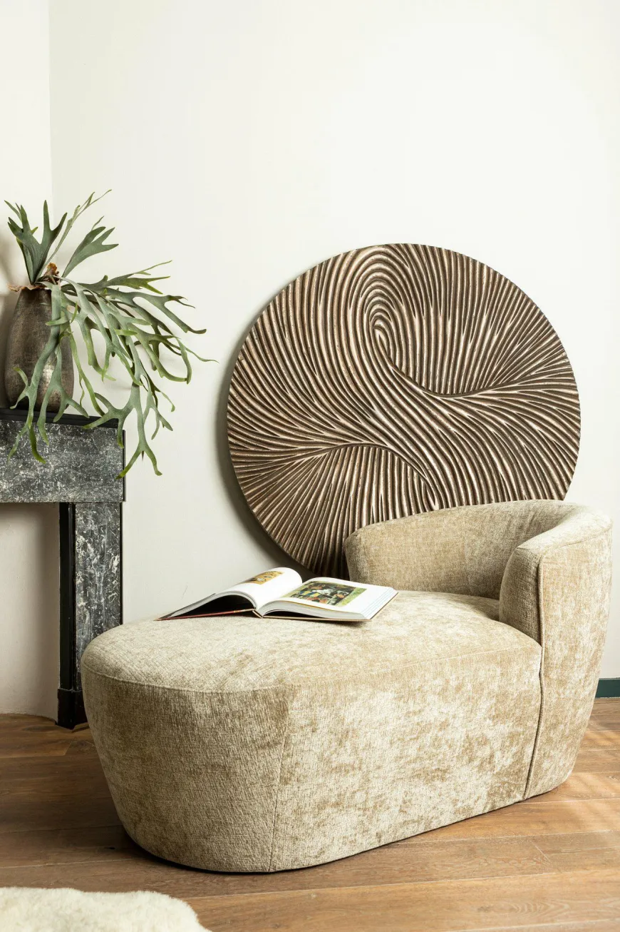 PTMD Wandornament Wiktor Bruin MDF rond swirl carved L