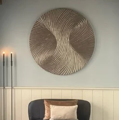 PTMD Wandornament Wiktor Bruin MDF rond swirl carved L