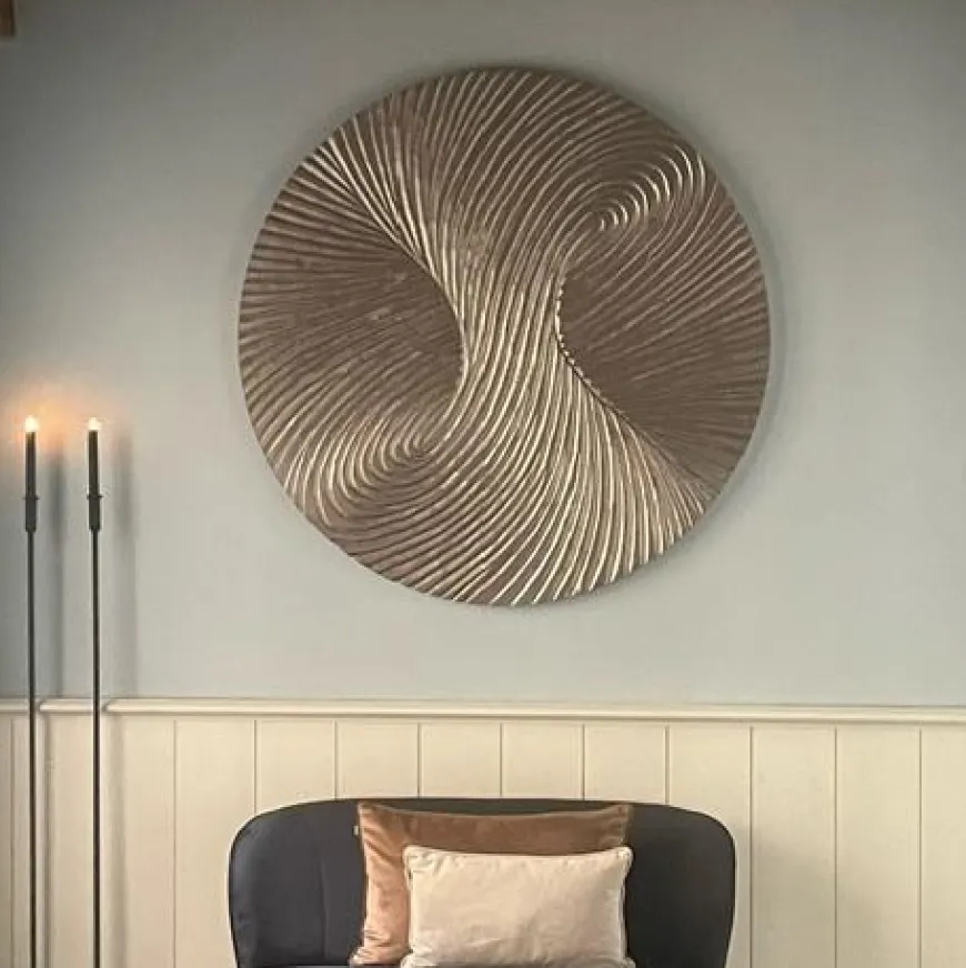 PTMD Wandornament Wiktor Bruin MDF rond swirl carved L