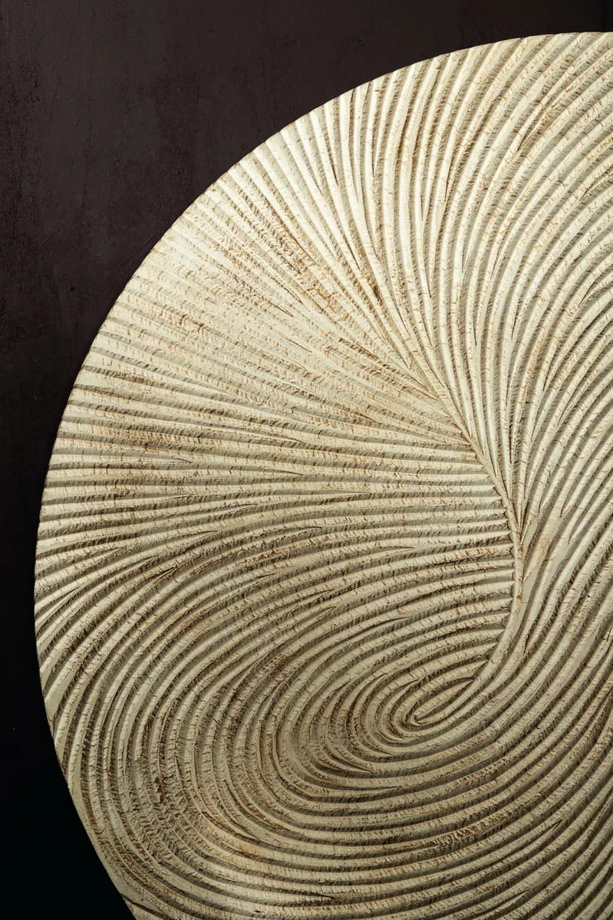 PTMD Wandornament Wiktor Wit MDF rond swirl carved L