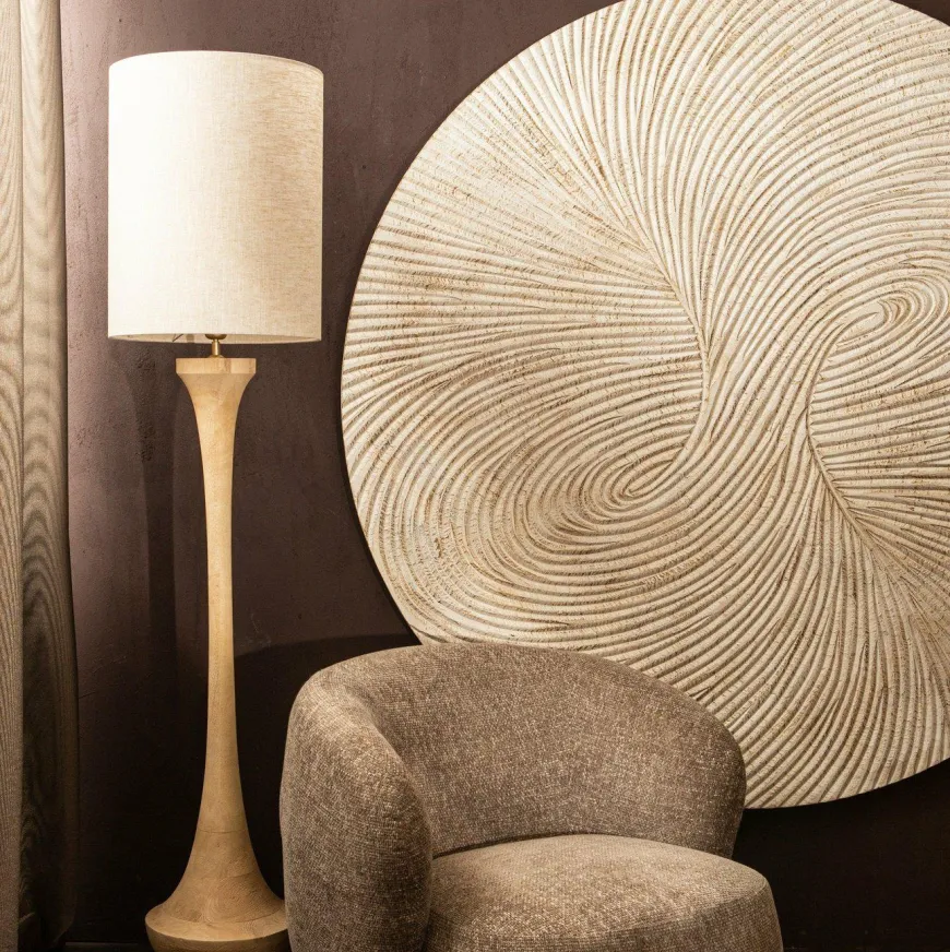 PTMD Wandornament Wiktor Wit MDF rond swirl carved XL