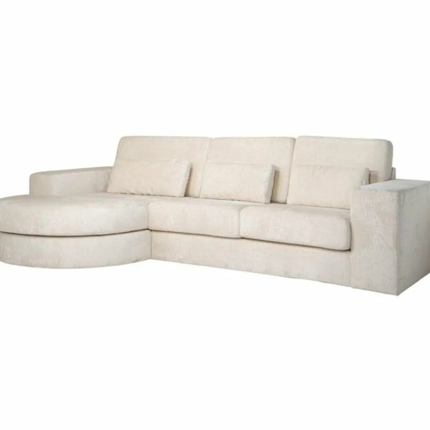 Richmond Interiors Bank Felix lounge links rond + 2.5 zitter white chenille (Bergen 900 white chenille)