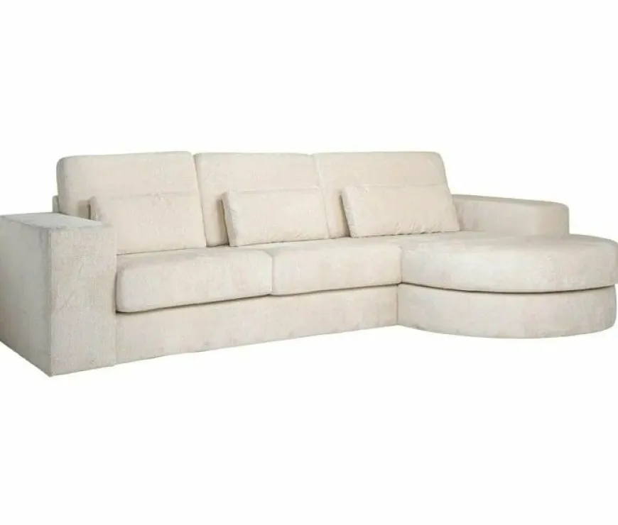 Richmond Interiors Bank Felix 2.5 seats + lounge rechts rond white chenille (Bergen 900 white chenille)