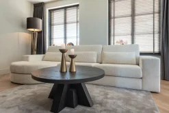 Richmond Interiors Bank Felix 2.5 seats + lounge rechts rond white chenille (Bergen 900 white chenille)