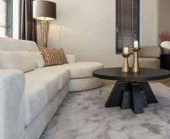 Richmond Interiors Bank Felix 2.5 seats + lounge rechts rond white chenille (Bergen 900 white chenille)