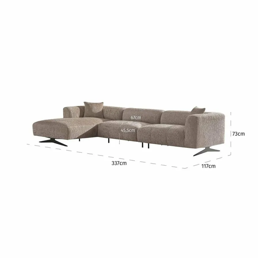 Richmond Interiors Bank Hoxton 3-zits + lounge links Be Lovely 170 Beige