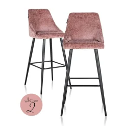 Richmond Interiors Bar stoel Brooke rose chenille (set van 2) (Bergen 705 rose chenille)