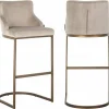 Richmond Interiors Barstoel Bolton khaki velvet geborsteld goud Khaki
