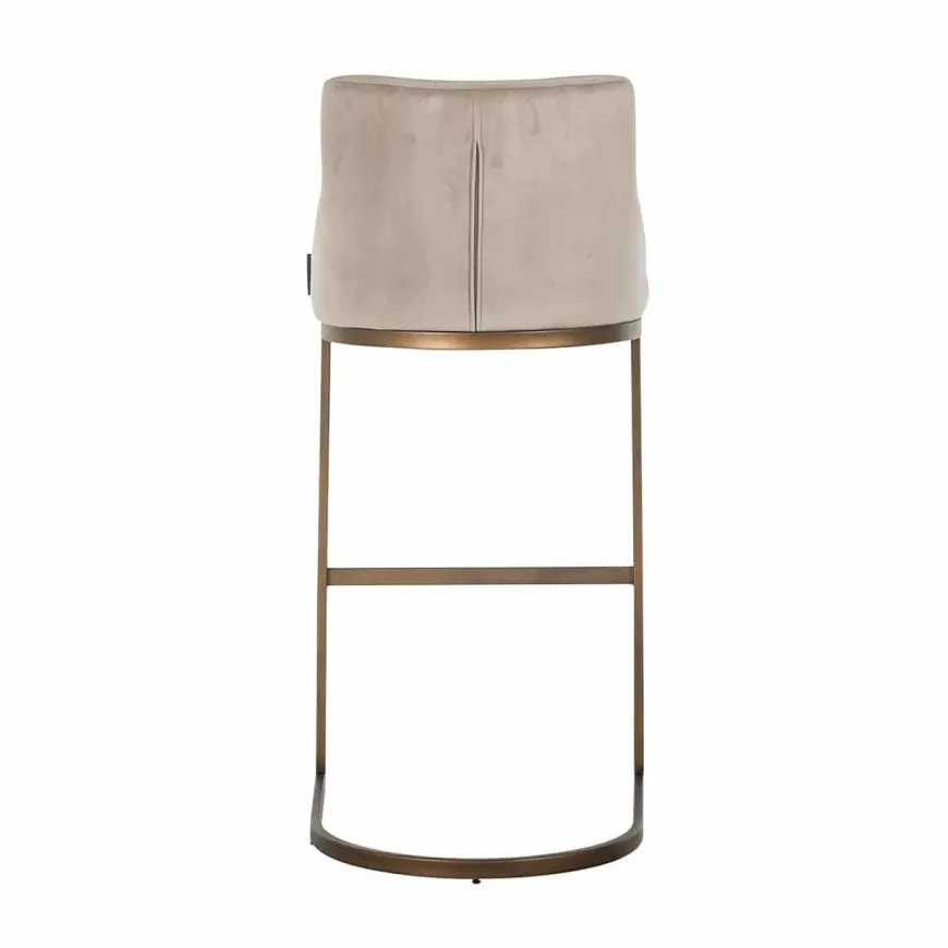 Richmond Interiors Barstoel Bolton khaki velvet geborsteld goud Khaki