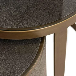 Richmond Interiors Bijzettafel Bloomville met glas set van 2 Goud