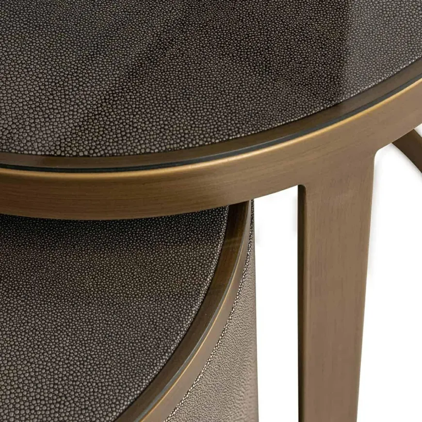 Richmond Interiors Bijzettafel Bloomville met glas set van 2 Goud
