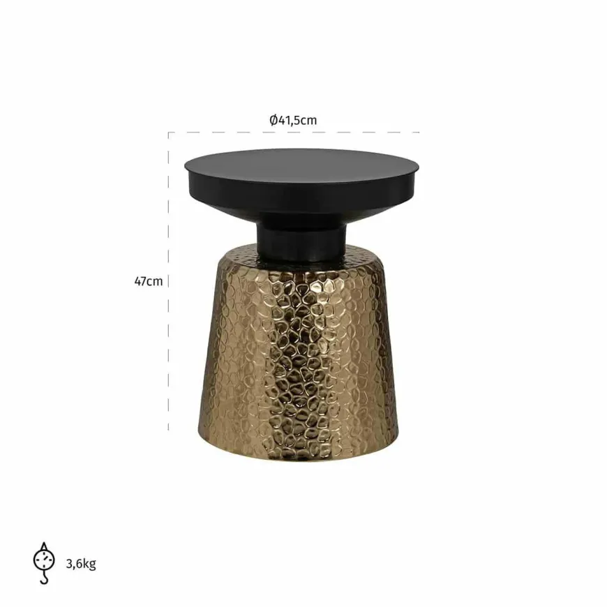 Richmond Interiors Bijzettafel Freddie (Black/gold)