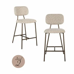 Richmond Interiors Counterstoel Xenia beige leopard fire retardant (Set of 2)