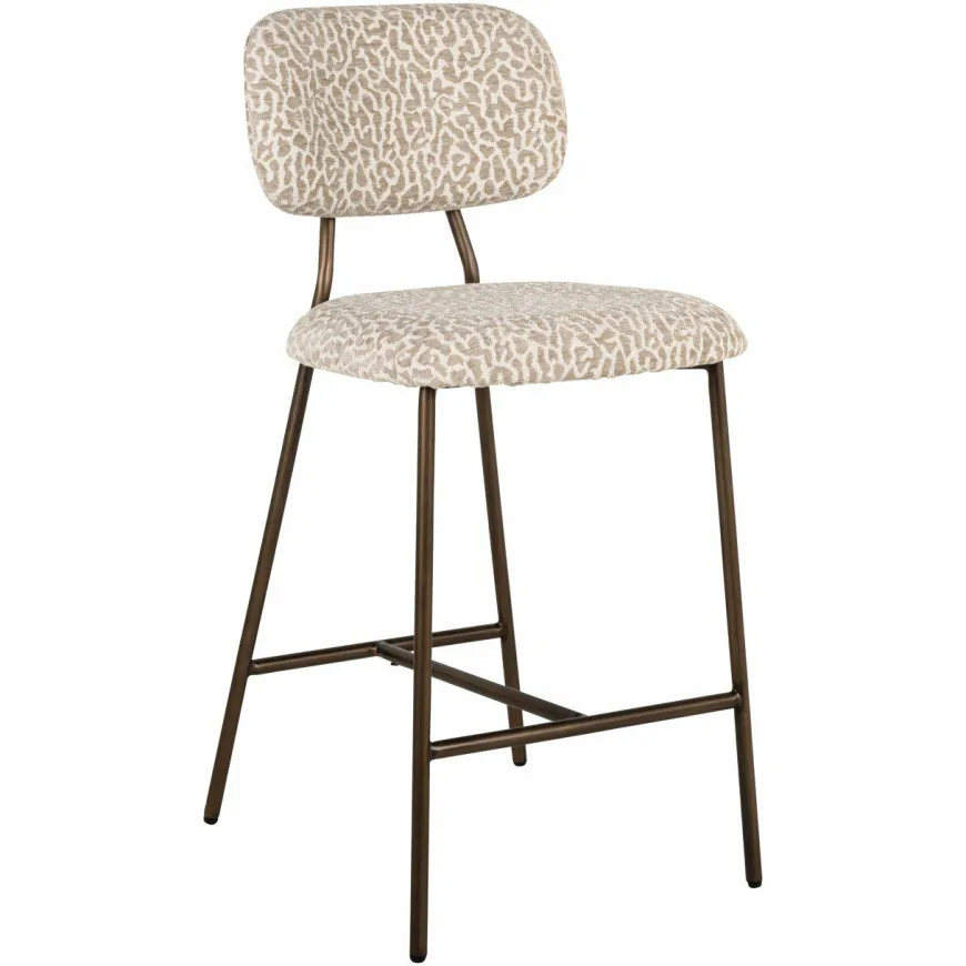 Richmond Interiors Counterstoel Xenia beige leopard fire retardant (Set of 2)