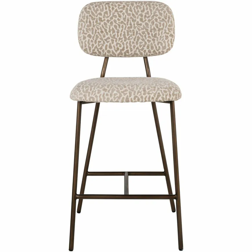 Richmond Interiors Counterstoel Xenia beige leopard fire retardant (Set of 2)